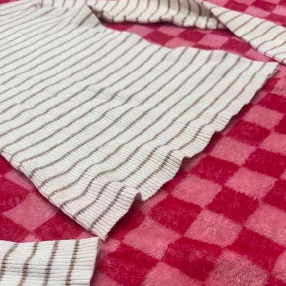 Bobeau Cream & Tan Striped Ribbed Sweater - Picture 4 of 6